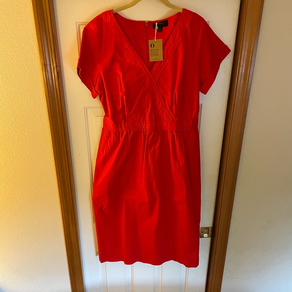 J. Crew Red Sheath Dress with Flutter Sleeves - 12 tall - EUC